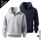 Men's 2-Pack Quarter-Zip Cozy Sweatshirts - Classic Stand Collar Long-Sleeve Mens Clothing, Outdoor Daily Fitness Wear, Guys Anniversary & Boyfriend Birthday Gift