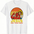 Cotton Jesus Has Your Back Jiu Jitsu Retro Christian Men Women Kids T-Shirt