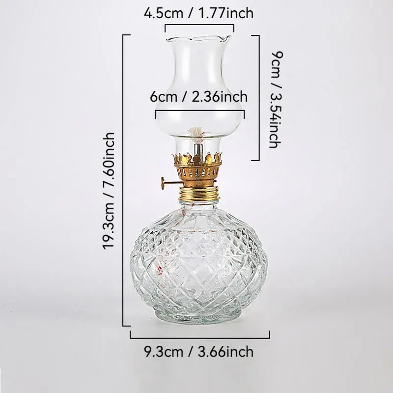 Vintage Glass Candle Holder Crystal Oil Lamp Home Decor Accent