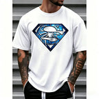 Hero-Themed Men's Plus-Size Casual Crew Neck T-Shirt - Short Sleeve with Hero Graphic Print| The Perfect Choice for Spring/Summer Daily Wear| Fun Text Design| Comfortable Fit| Fan Apparel| A Great Gift for Him or Her| Size Range: Plus Sizes M–5XL