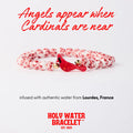 Holy Water Porcelain Red Cardinal Bird Bracelet, 6.8" Circumf., Waterproof Gold Accents, Flexible Stretch Cord for Easy Wear
