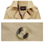 Men’s Elegant Plain Long Pea Coat - Single-Breasted, Turn-Down Collar, Slim Fit Casual Outdoor Jacket, Mens Tops Outerwear for Office, Everyday Wear