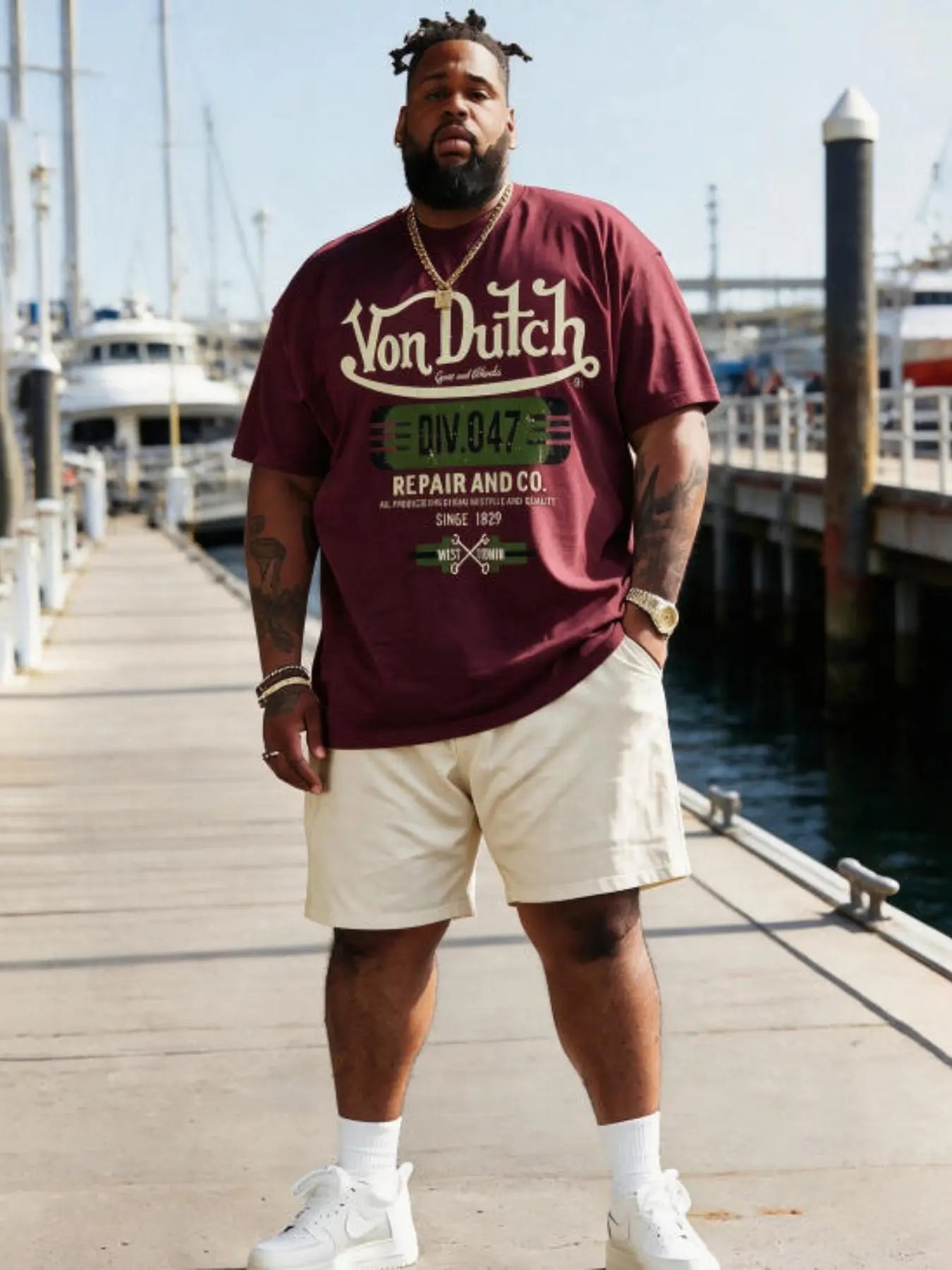 Men's Two-Piece Set, Short Sleeve Casual Outfit, Printed T-Shirt & Shorts, Summer Vacation, Street Wear