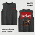 Vintage Washed Western Cowboy Sleeveless Tank Top for Men Women, 100% Cotton Oversized Desert Horse Rider Graphic Muscle Shirt, Retro Ranch Style Streetwear Tee, Casual Summer Gym Shirt, Gift for Boyfriend Husband Dad Country Fans