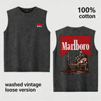 Vintage Washed Western Cowboy Sleeveless Tank Top for Men Women, 100% Cotton Oversized Desert Horse Rider Graphic Muscle Shirt, Retro Ranch Style Streetwear Tee, Casual Summer Gym Shirt, Gift for Boyfriend Husband Dad Country Fans