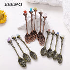 Mini Decorative Spoons Set, Natural Crystal Mini Spoon Set, Random Colors, Perfect Gift for Mother's & Father's Day, Versatile Use