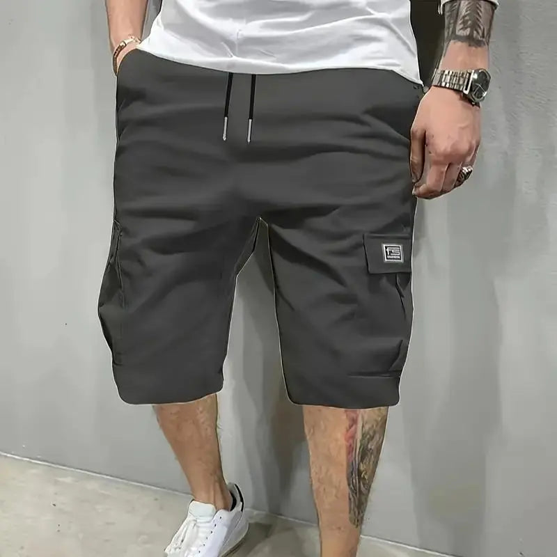Men’s shorts set (1-piece or 3-piece options; khaki/black/gray) — slanted pockets — single rear side pocket — versatile casual wear — suitable for everyday use; summer shorts ideal for daily outings and vacations; multi-pocket casual shorts