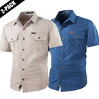 2-pack: summer outdoor casual short-sleeve work shirt with multiple pockets, lightweight design