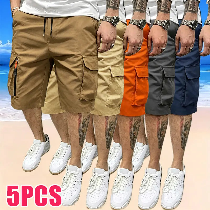Men's 5-Pack Casual Cargo Shorts with Pockets