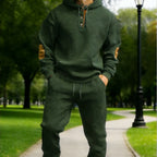 Men's 2-Piece Textured Hoodie Sweatsuit Set Outfit - Heavyweight Brushed Fleece Pullover Hoodie & Men's Sweatpants, Athleisure Street Fit Casual Sportswear Set