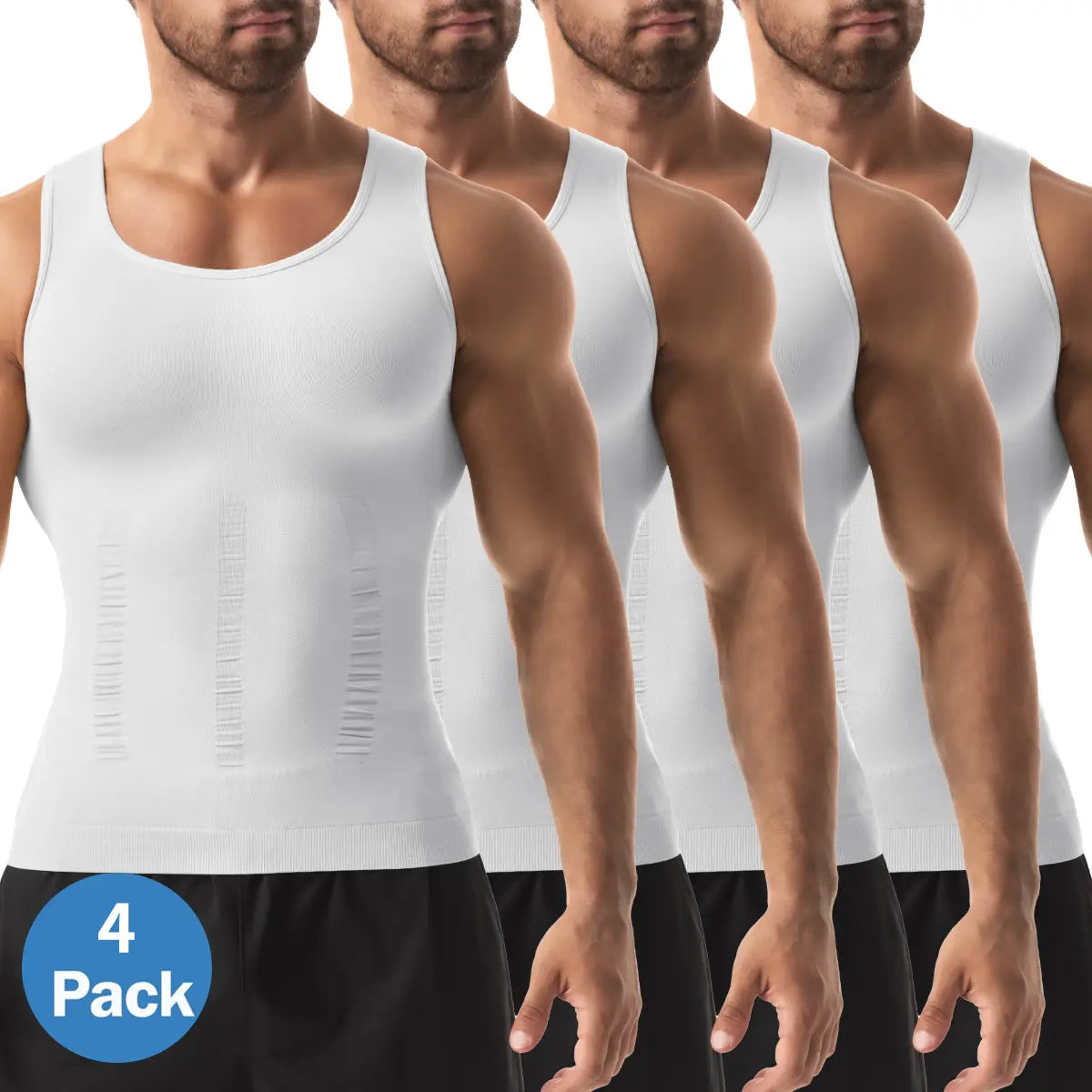 Men's Compression Shapewear Tank Top (1/2/3/4 Pack) – Tummy Control Breathable Workout Undershirt