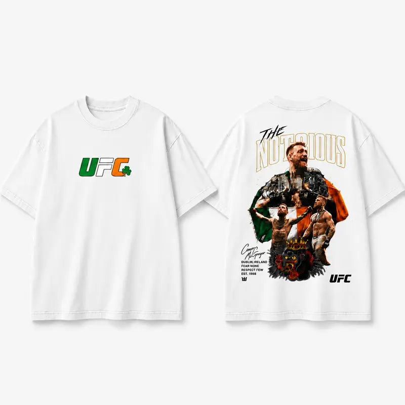 Men's UFC 329 Black Conor McGregor T-Shirt, The Notorious UFC Graphic Tee, UFC MMA Shirt, Gift for Fighters, Sports Apparel,Regular,Grunge