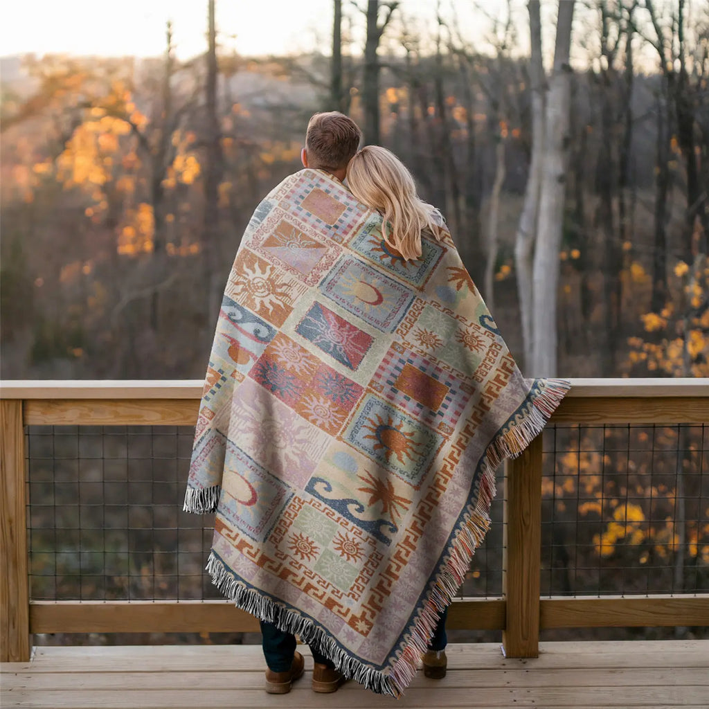 Multi-Function Tassel Woven Blanket Spliced Geometry  Pattern Bed Blanket, Also for Sofa Cover Couch Throw Blanket Armchair Home Decor Room Wall Art Tapestry Furniture Slipcover Tablecloth Shawl Outdoor Picnic Camping Beach Towel Office Nap Hippie