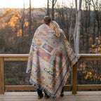 Multi-Function Tassel Woven Blanket Spliced Geometry  Pattern Bed Blanket, Also for Sofa Cover Couch Throw Blanket Armchair Home Decor Room Wall Art Tapestry Furniture Slipcover Tablecloth Shawl Outdoor Picnic Camping Beach Towel Office Nap Hippie
