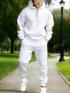 Men's 2-Piece Textured Hoodie Sweatsuit Set Outfit - Heavyweight Brushed Fleece Pullover Hoodie & Men's Sweatpants, Athleisure Street Fit Casual Sportswear Set