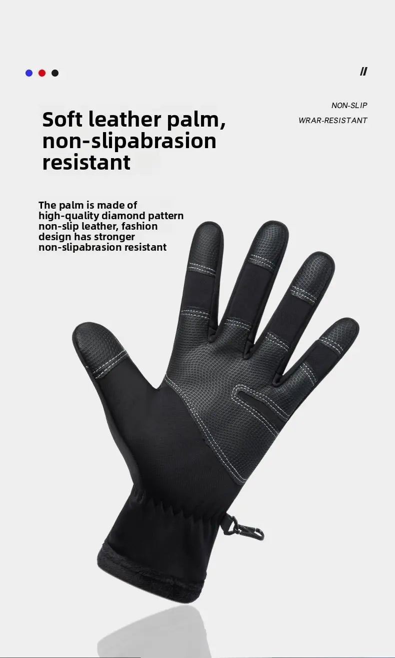 Outdoor Winter Gloves, Touchscreen andWindproof Full-Finger Gloves for Sports, Travel,and Daily Activities,Men's And Women's Fleece Gloves