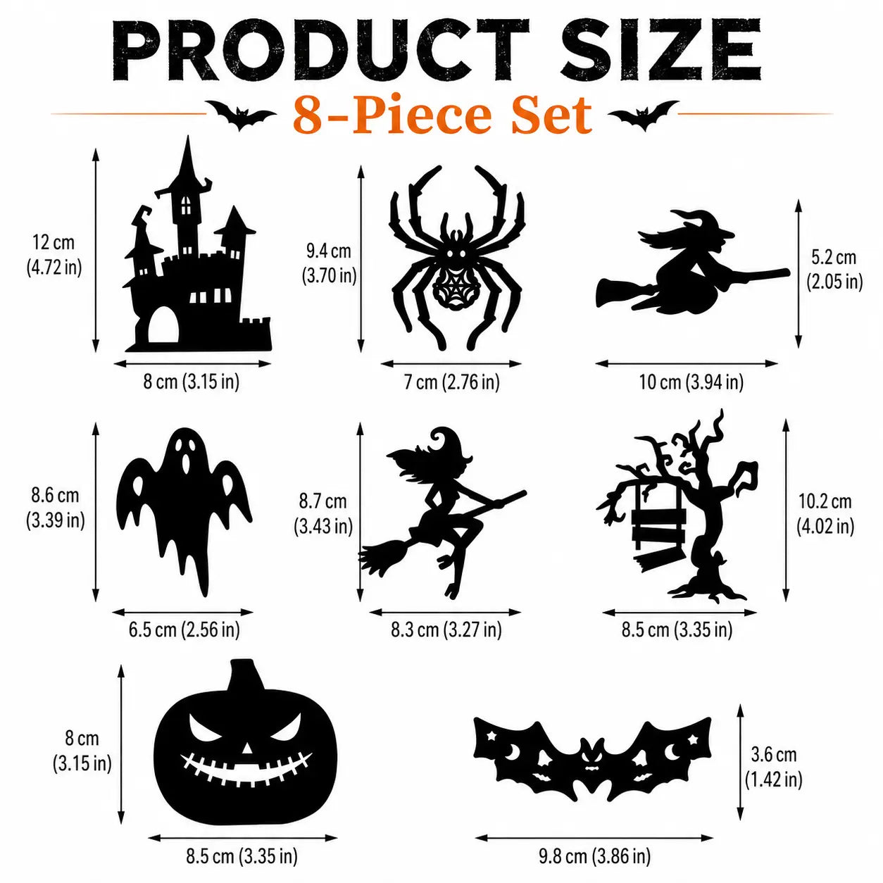 Halloween LED Silhouette Wall Light Stickers, Battery Powered Peel & Stick Decor Lights, No Drill PET Waterproof Wall Decor, Spooky Ghost Pumpkin Witch Bat Castle Spider Tree Ornaments for Home Window Door Party, 9/18/27 Pack Available