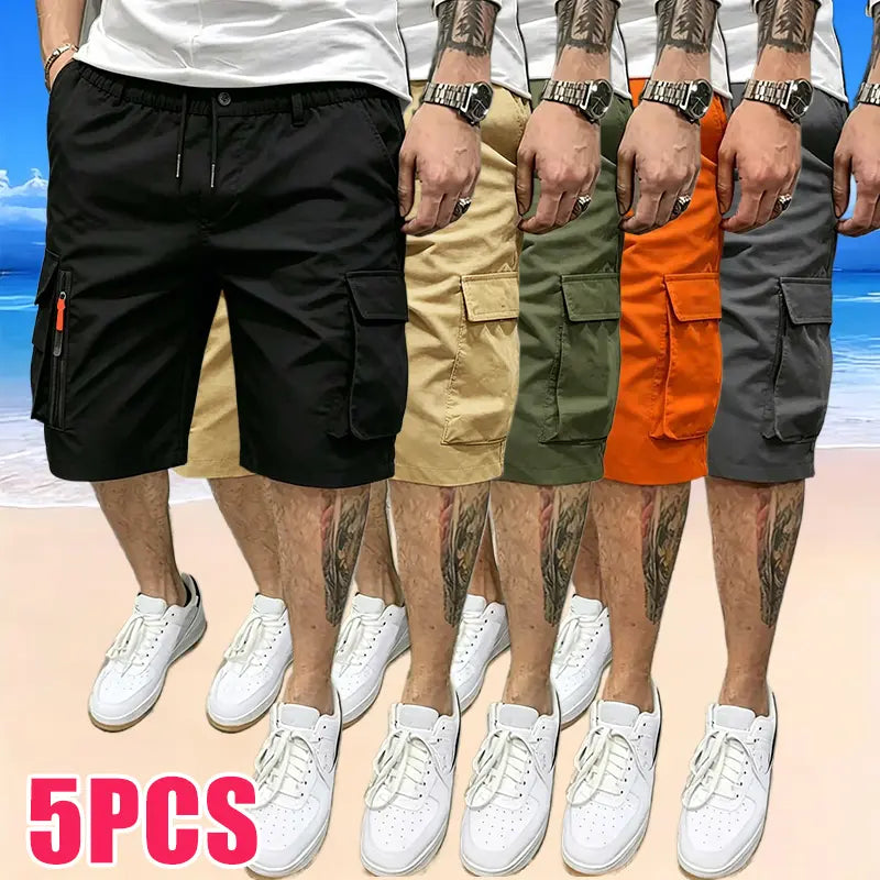 Men's 5-Pack Casual Cargo Shorts with Pockets