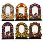 Traditional Día de los Muertos Wooden Picture Frame - Mexican Altar Tabletop Display, Multi-Style Photo Holder with Skulls/Marigolds, Indoor Recreation Home Decor
