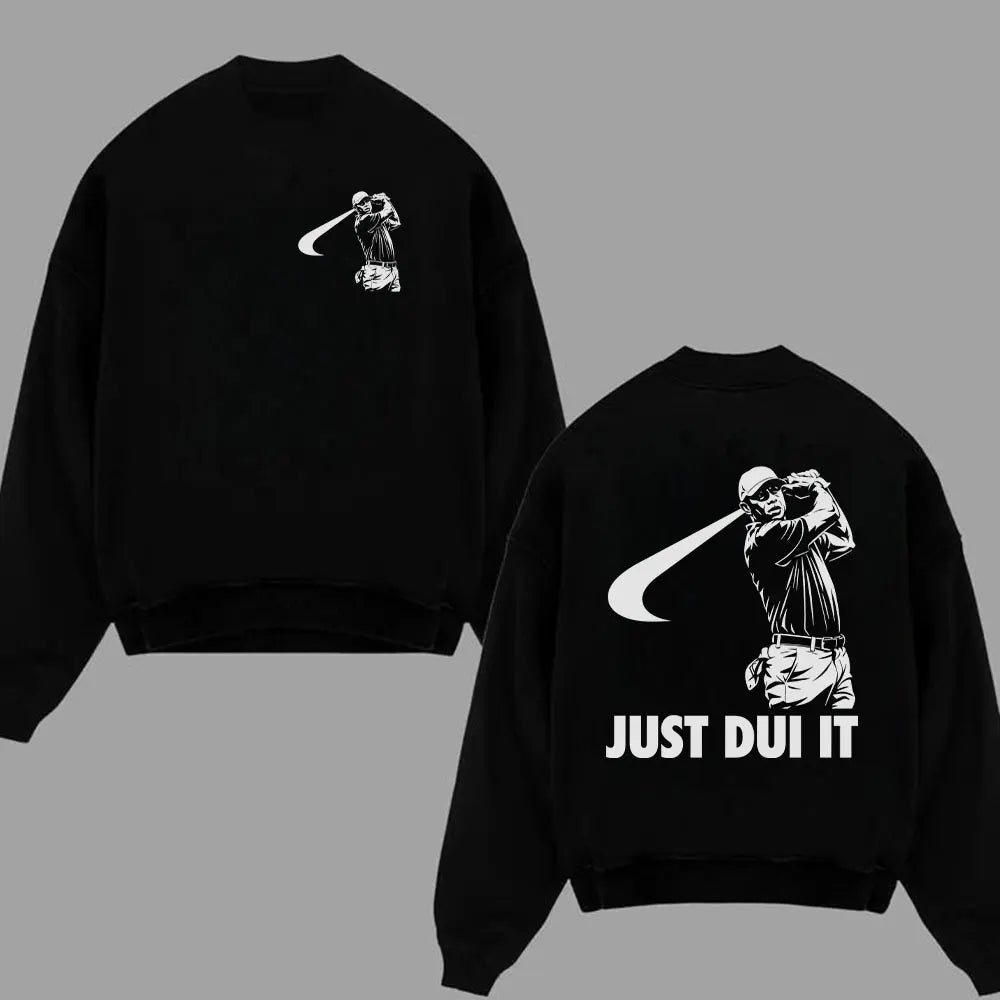 Funny Tiger Woods Mugshot Just Dui Style T-Shirt, Golf Shirt, Novelty Graphic Tee, Unisex Golfing Gift Shirt for Men and Women