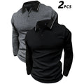 2-Pack Men's Long-Sleeved Lapel Polo Shirts