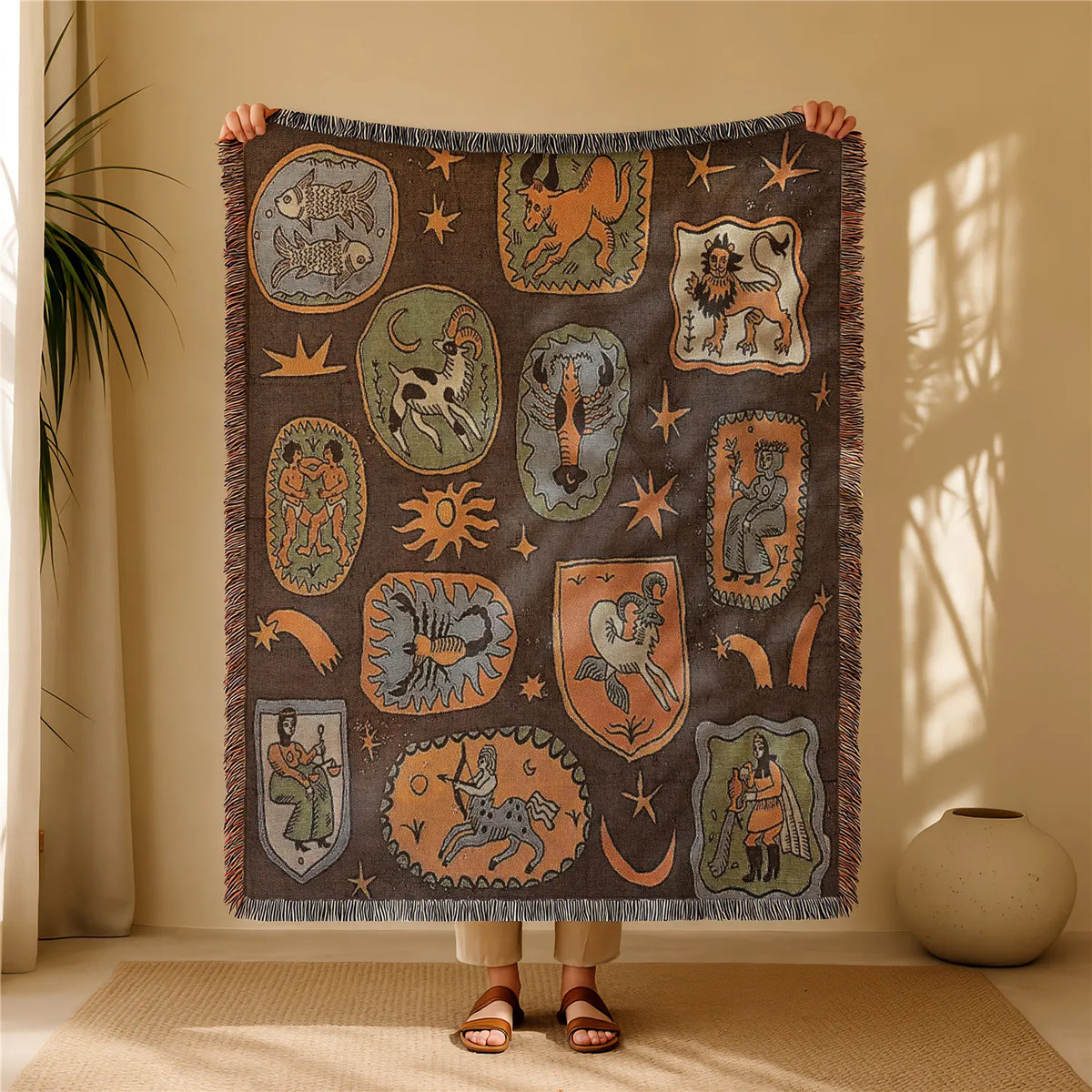 Multi-Function Geometric Tassel Throw Blanket & Sofa Cover