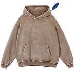 Men’s heavyweight acid-wash pure cotton hooded sweatshirt; women’s and men’s same style, suitable for autumn and winter wear.,clothes for back to school,first day of school outfits