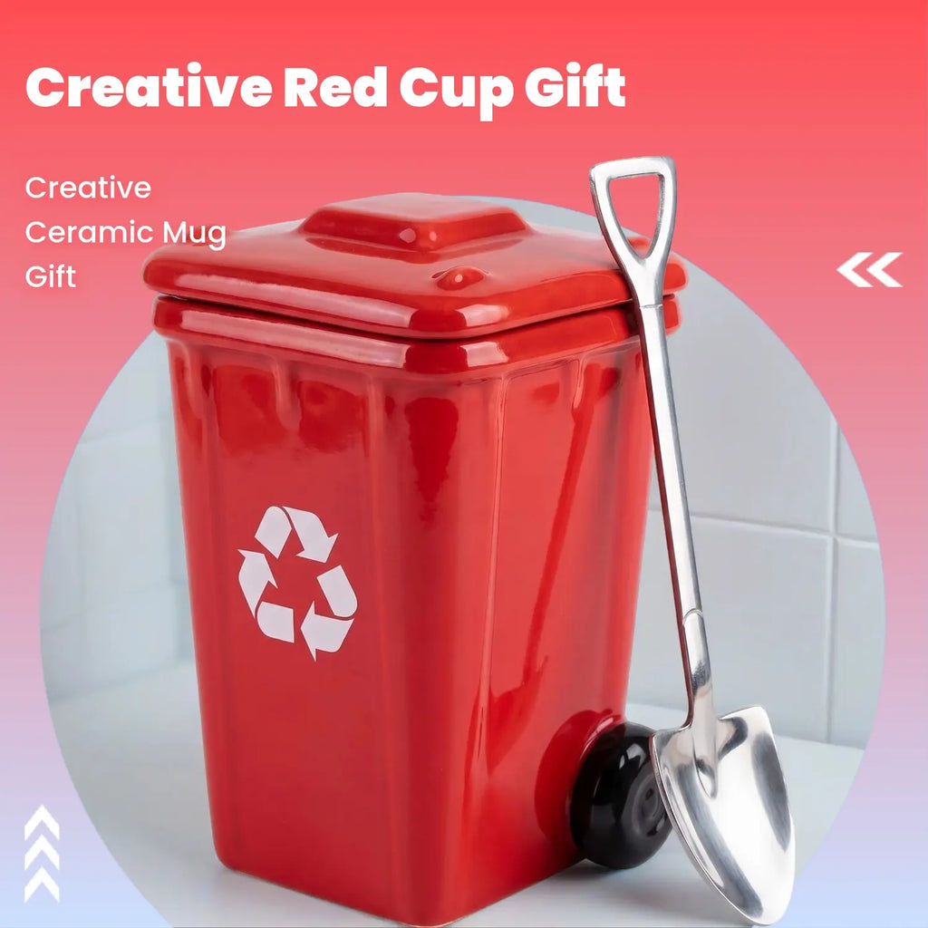 Creative Trash Can Shaped Ceramic Coffee Mug