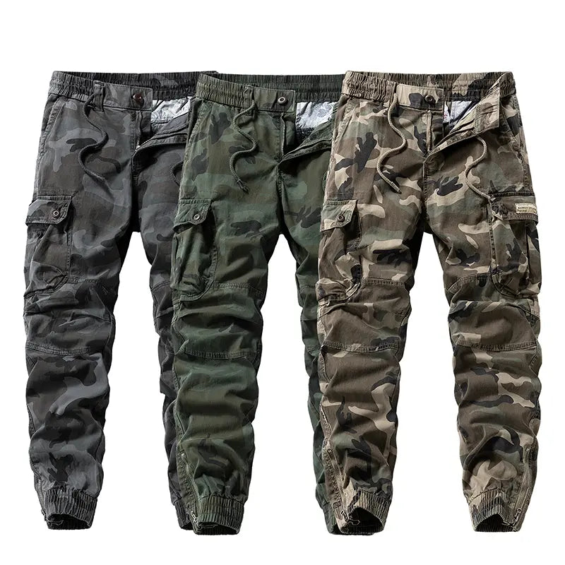 Menswear Fashion Men's Pants - Versatile Functional Cargo Pants for Men, Drawstring Cuffs, Multiple Pockets, Retro Outdoor Casual Style