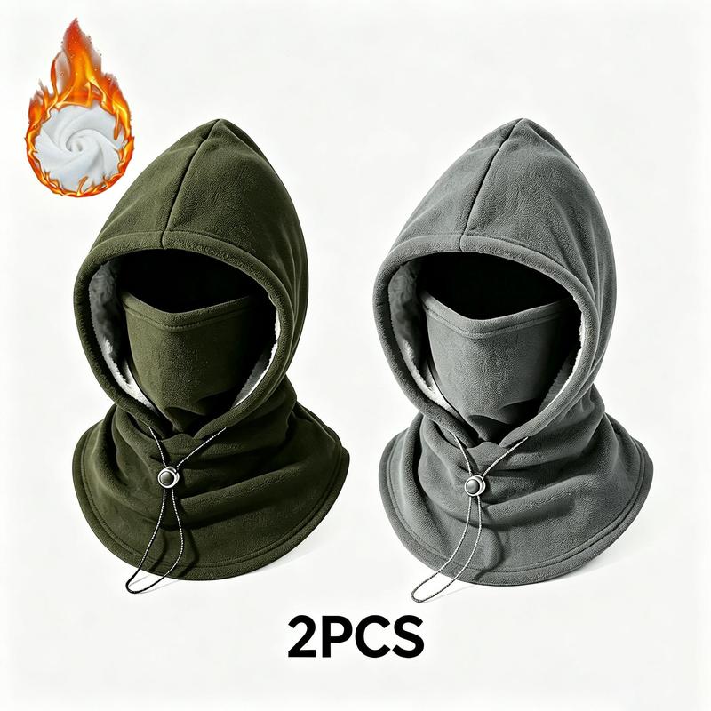 2-piece integrated flannel warm face mask and hat, windproof and warm for outdoor cycling, autumn and winter style, warm hat with neck visor.