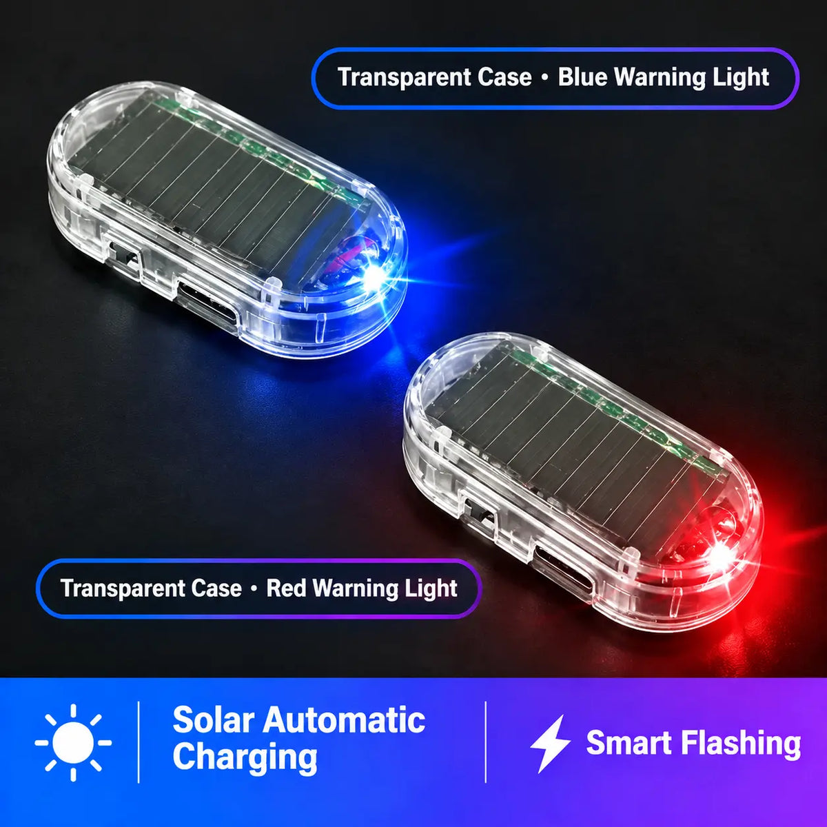 Solar Powered Dummy Car Alarm LED Light with Automatic Light Sensor