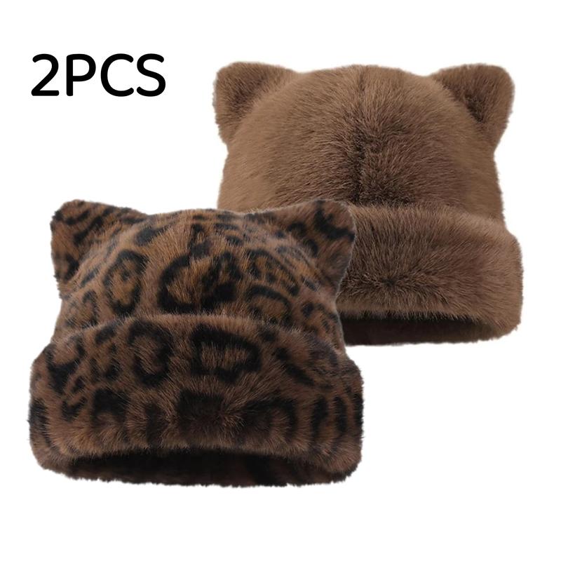 Soft Plush Cat Ear Winter Beanie Hat for Women and Teens