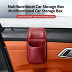 Leather car door storage pocket - double-layer compartments, scratch-proof flannel lining, residue-free adhesive, organizes keys & phones, keeps car interiors tidy, fits most sedans, SUVs and trucks for daily driving