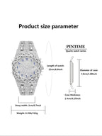 Unisex New Hip-Hop Style Quartz Watch, Fashion Wristwatches, Analog Wristwatch, Quartz Analog Timepiece, Rhinestone Strap & Full Iced-Out Large Dial, Unique Zirconia Design Wrist Watch, Party Gift for Men and Women, Fashionable Party Watch