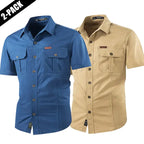 2-pack: summer outdoor casual short-sleeve work shirt with multiple pockets, lightweight design