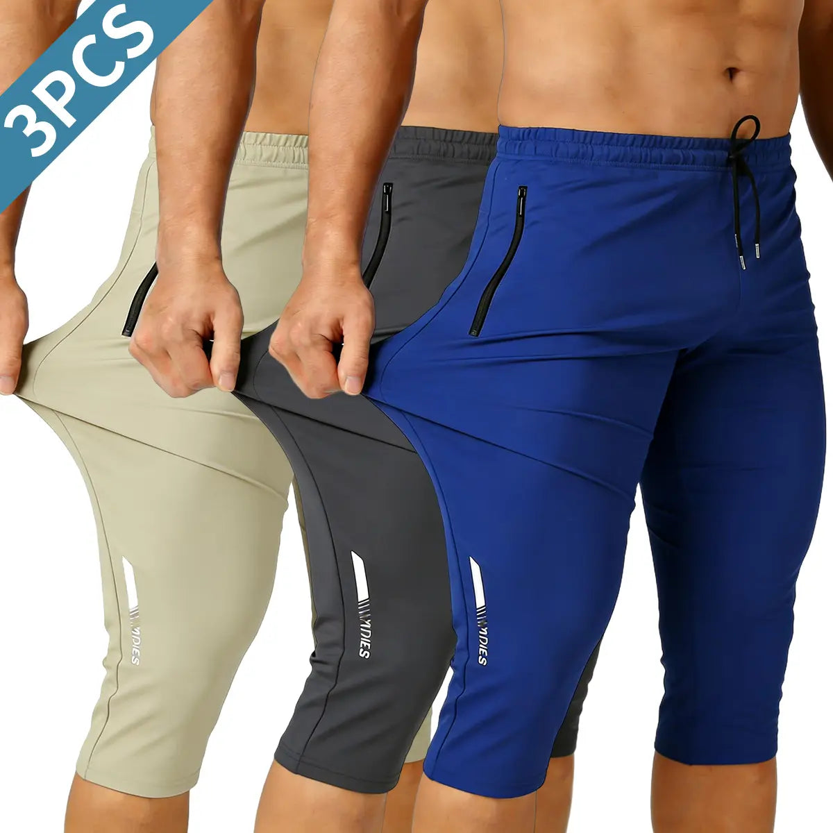 3-Pack Men's Ice Silk Straight-Leg Shorts | Below Knee Athletic Casual Shorts