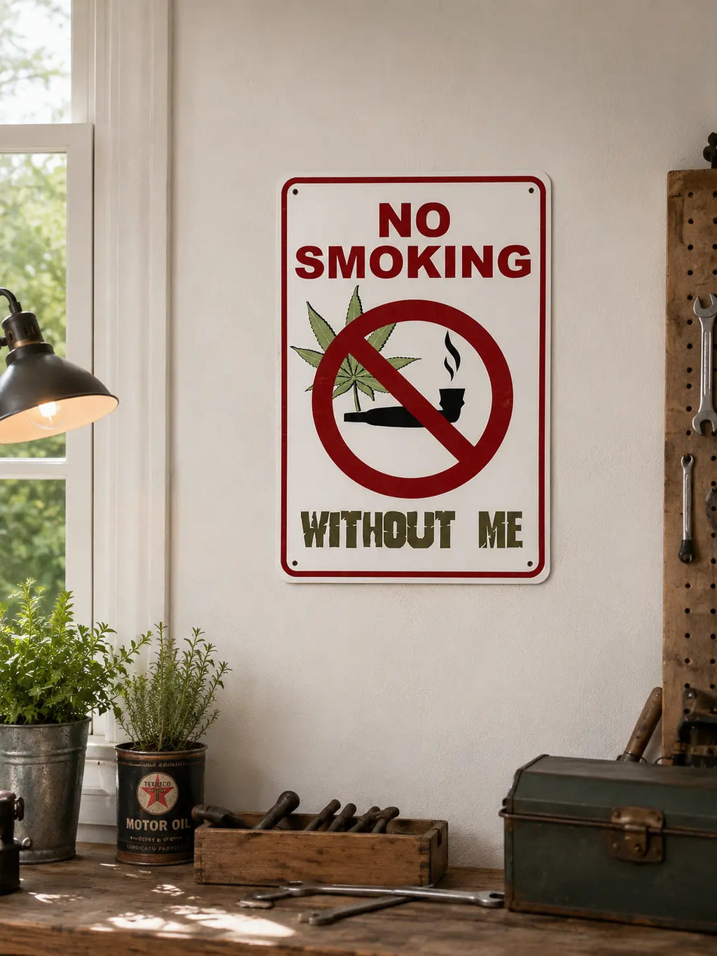 Funny Weed Wall Decor Metal Sign | No Smoking Without Me | Man Cave, Home Bar & Garage Wall Decor | Room Decorations | Room Stuff for Men | 420 Gift
