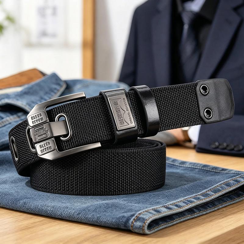 Unisex Adjustable Holeless Belt with Square Alloy Buckle