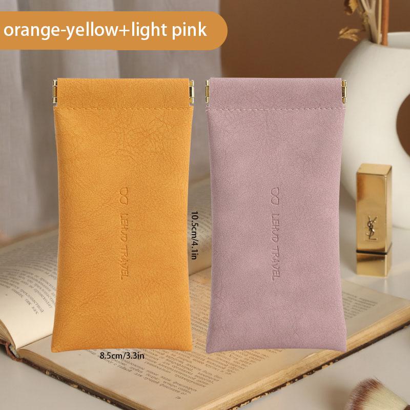 Soft PU Leather Squeeze-Top Eyeglasses and Sunglasses Pouch