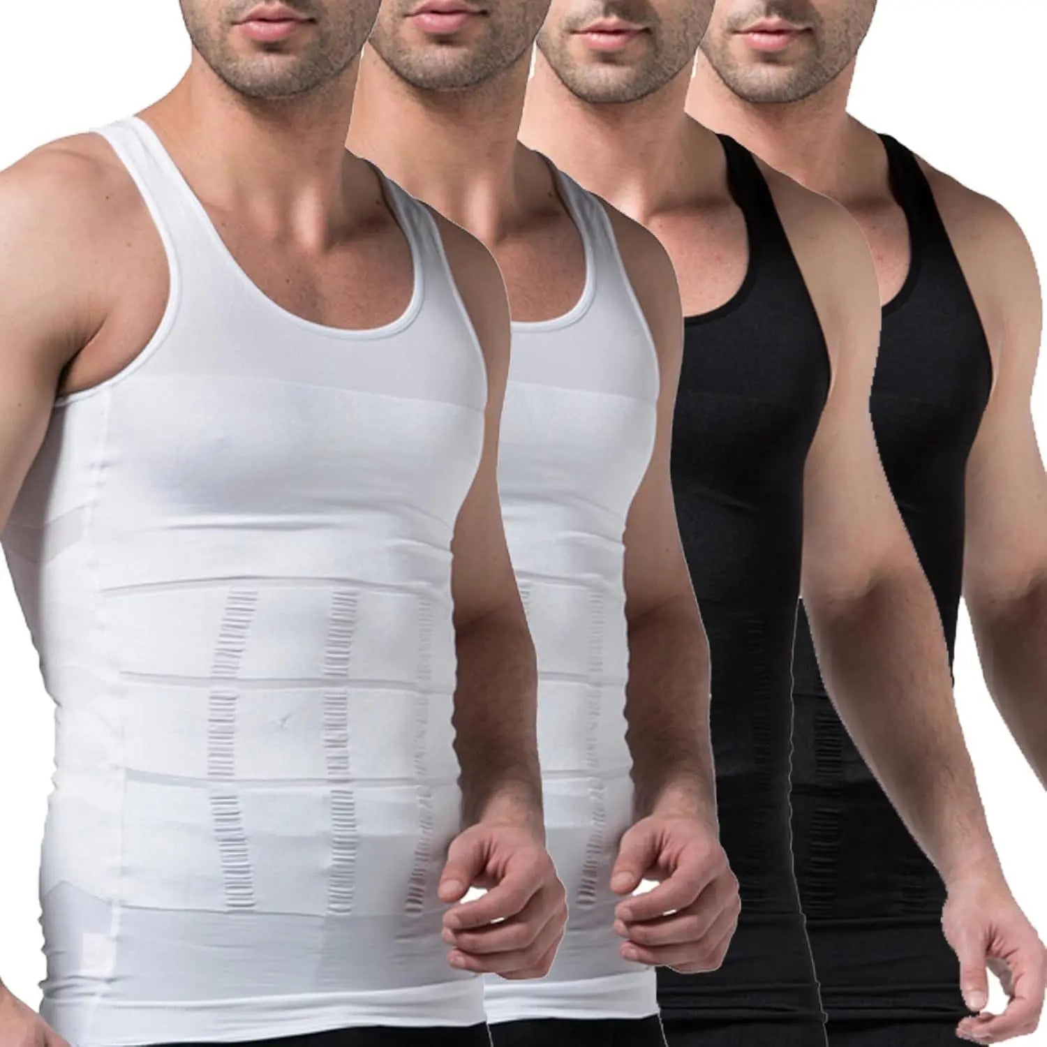1/2/3/4 Pack Menswear Shapewear Compression Tank Top Daily Casual Undershirt Tummy Control Workout Underwear Shirt Body Shaper Breathable Elastic Soft Stretchy Fabric Sports Sleeveless Fitted