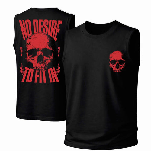 Men's Cotton Sleeveless Tank Top -No Desire To Fit In Skull Printed Style. This Is A Casual Item Suitable For Both Men And Women, Especially Perfect For Spring And Summer; The Cool Print And Classic Crew Neck Cut