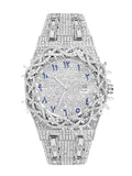 Unisex New Hip-Hop Style Quartz Watch, Fashion Wristwatches, Analog Wristwatch, Quartz Analog Timepiece, Rhinestone Strap & Full Iced-Out Large Dial, Unique Zirconia Design Wrist Watch, Party Gift for Men and Women, Fashionable Party Watch