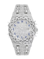 Unisex New Hip-Hop Style Quartz Watch, Fashion Wristwatches, Analog Wristwatch, Quartz Analog Timepiece, Rhinestone Strap & Full Iced-Out Large Dial, Unique Zirconia Design Wrist Watch, Party Gift for Men and Women, Fashionable Party Watch