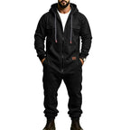 Men’s Hooded Cargo Jumpsuit for Men, Multi-Pocket Zip Front Workwear Coveralls, Relaxed Fit Long Sleeve Utility One Piece Outfit, Outdoor Work Hiking Camping Travel Streetwear Casual Overall with Elastic Cuffs and Drawstring Hood