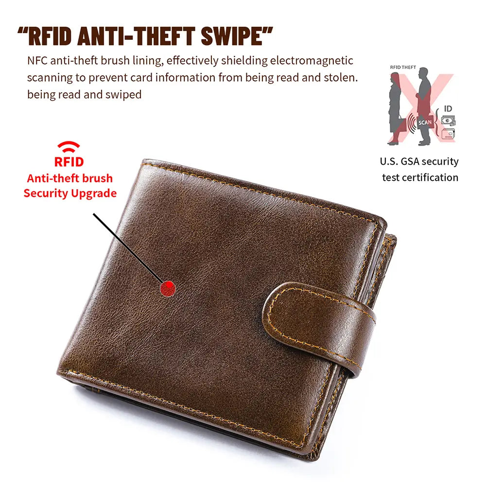 Vintage Men's Top-Grain Leather Bi-Fold Wallet - Classic Shape, Durable Design, Ample Card & Cash Space Money Organizer for Everyday Use, Men's Accessories, Gift for Boyfriend or Him on Birthdays