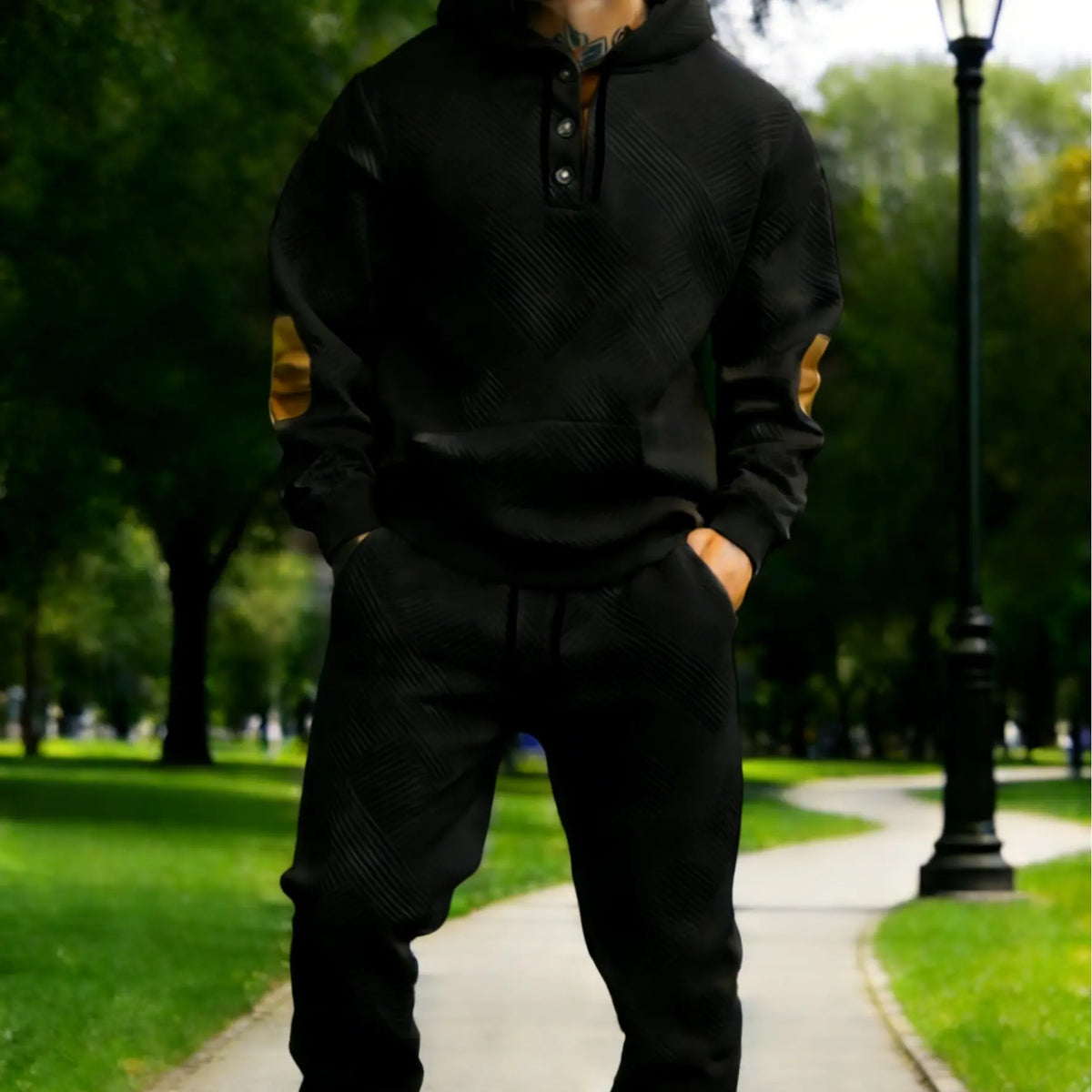 Men's Textured Fleece Hoodie and Sweatsuit Set