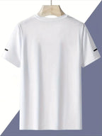 5 pack men’s short sleeve tops in multiple colors, business style for everyday casual wear; high elasticity for sports/fitness, quick drying and breathable, suitable for running, basketball, and workouts.