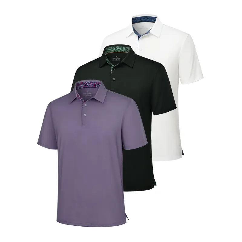 AMZPURE Men's 3-Pack Polo Shirts, Casual Short Sleeve Solid Cotton Menswear Tops, Soft Breathable Comfort Fit for Work and Golf sohochic style
