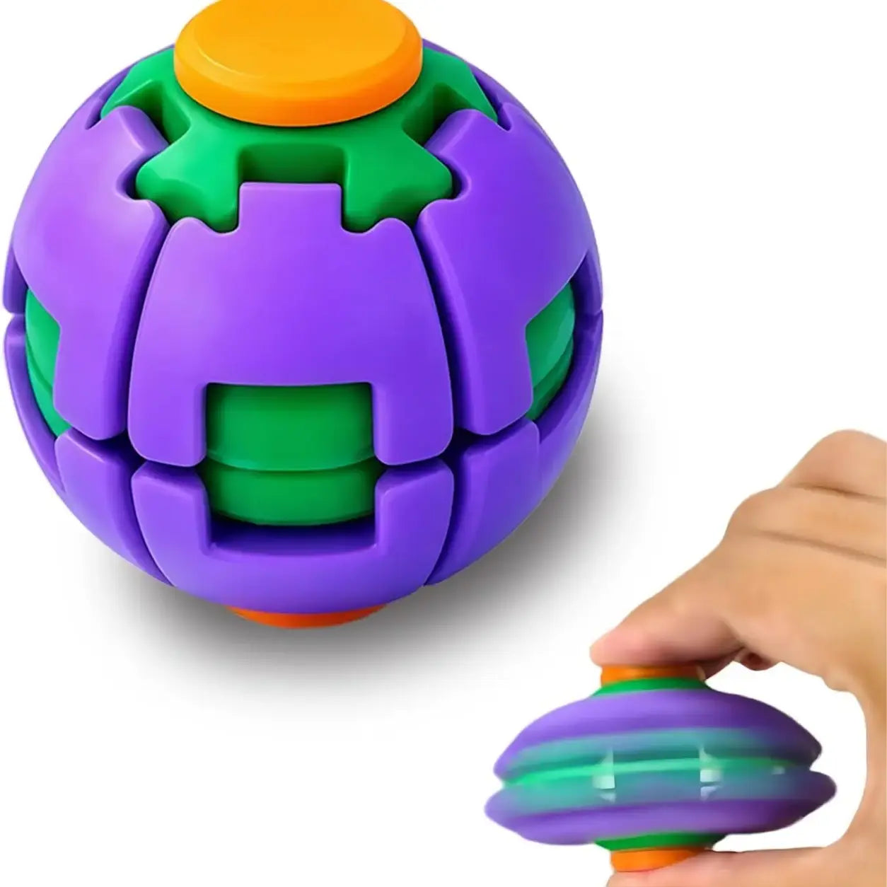 3D Printed Press-to-Spin Fidget Ball – Sensory Gyro Desk Toy for Stress & ADHD Relief