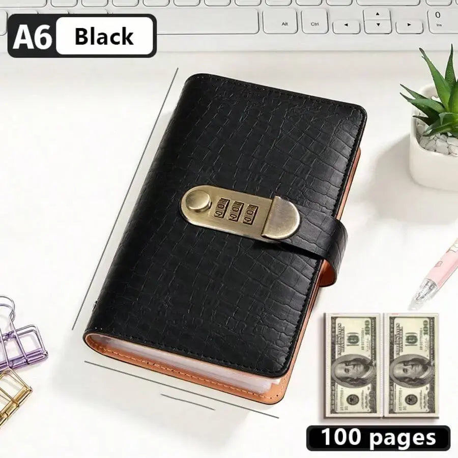 100-Transparent-Pocket Currency Collectors Album, Top-Grade PU Leather, Password Lock, Durable Material, Secure Protection, Large Capacity Storage, High Clarity Transparent Sleeves, Banknote Binder, Gift-Ready Office Accounting Supplies for Gift Use, 100
